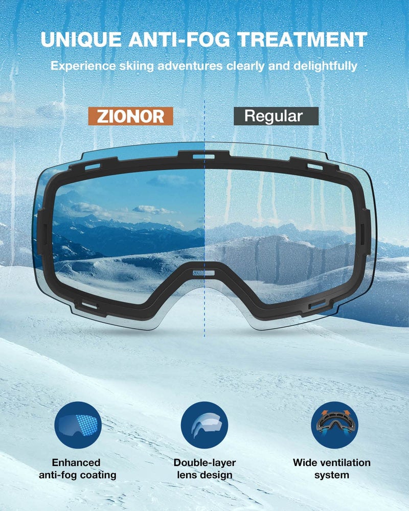 ZIONOR X4 Ski Goggles Magnetic Lens - Snowboard Goggles for Men Women Adult - Snow Goggles Anti-fog UV Protection - Image 3